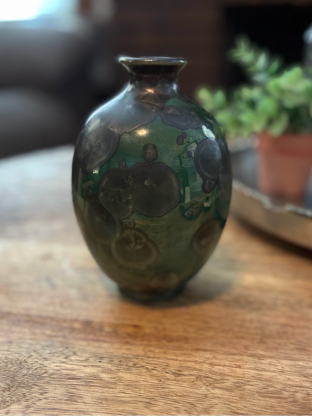 Jerry Davis Green Crystalline Glaze Vase